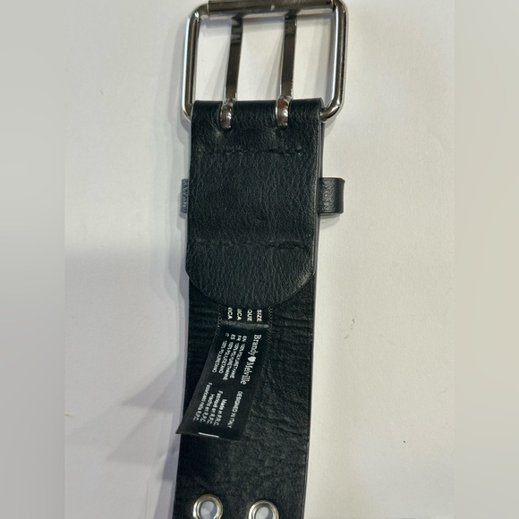 Brandy Melville Belt Black Faux Leather Double Holes One Size Silver Buckle - Picture 4 of 15
